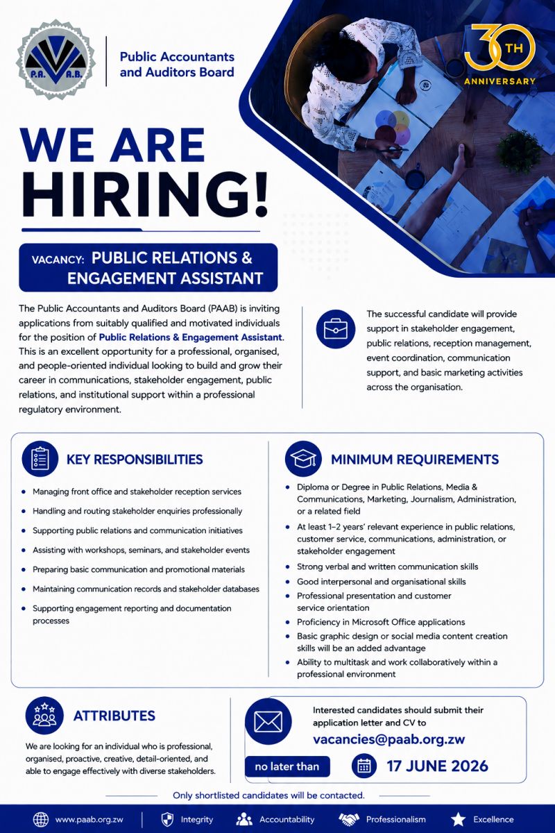 📢 WE ARE HIRING | PUBLIC RELATIONS & ENGAGEMENT ASSISTANT
